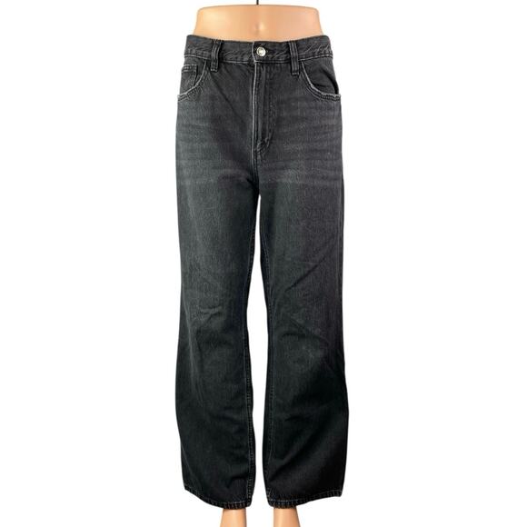 MNG Mango Matilda Women's Black High Rise Loose Straight Denim Jeans Size 10 - Picture 1 of 4